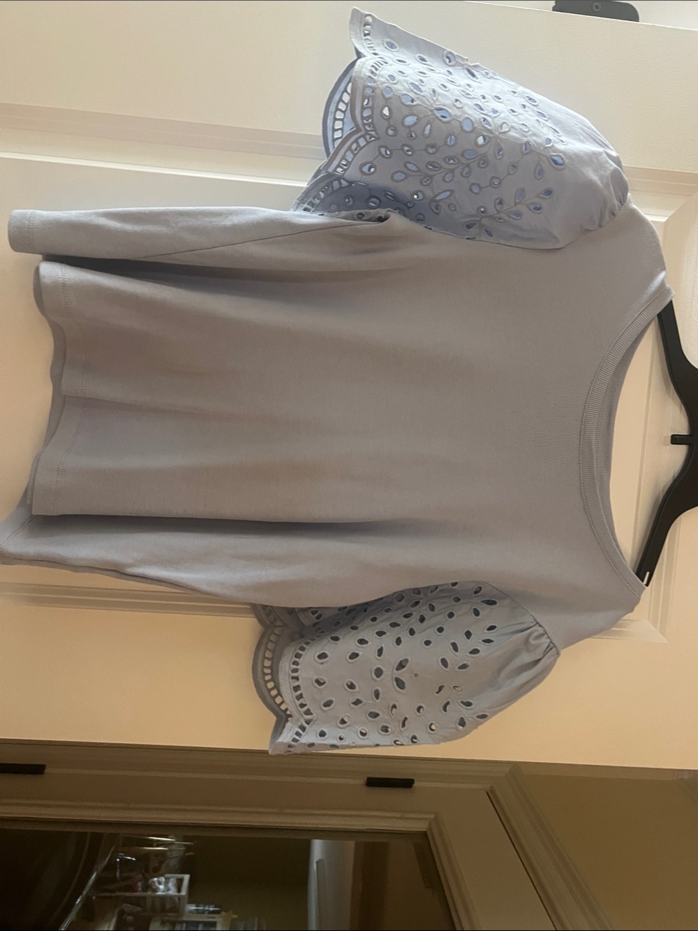 Philosophy  ladies Light Blue Puff Sleeve Top with Eyelet Detail